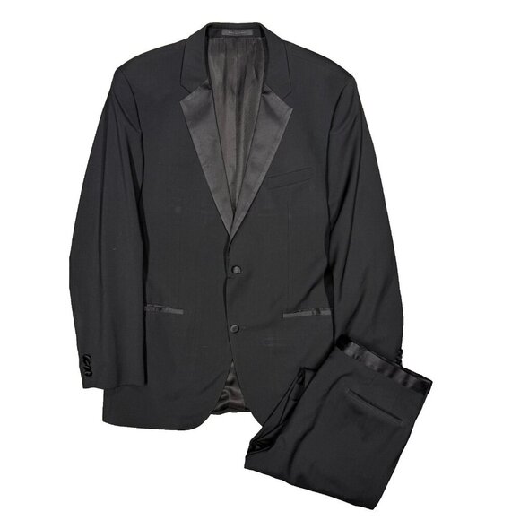 Hugo Boss Other - Hugo Boss Tuxedo "The Stars/Glamour" Black Satin Lapel Wool 2pc 42L 38x34